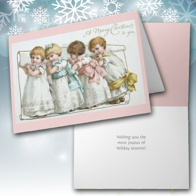 Frohe Weihnachtskinder Vintage Karte (Von Creator hochgeladen)