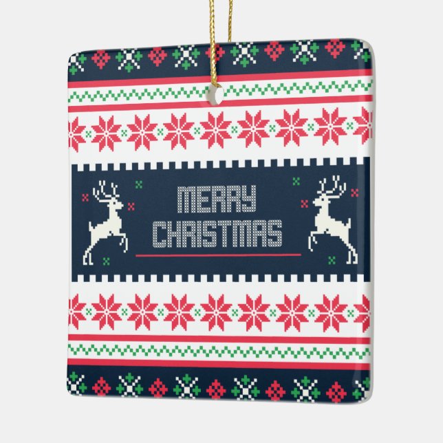 Frohe Weihnachtsklamotten Keramikornament (Links)