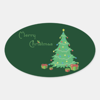Frohe Weihnachtskleber Ovaler Aufkleber