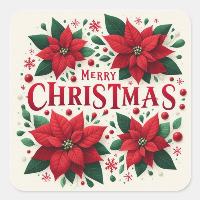 Frohe Weihnachtskleber Quadratischer Aufkleber (Vorderseite)