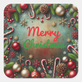 Frohe Weihnachtskleber Quadratischer Aufkleber