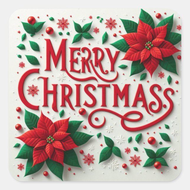 Frohe Weihnachtskleber Quadratischer Aufkleber (Vorderseite)