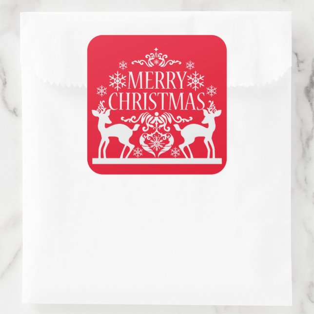 Frohe Weihnachtskleber Quadratischer Aufkleber (Tasche)