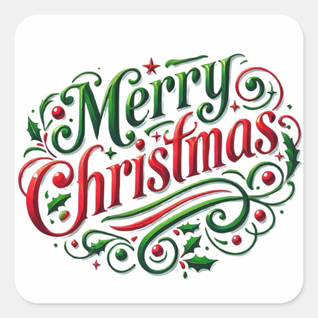 Frohe Weihnachtskleber Quadratischer Aufkleber (Vorderseite)
