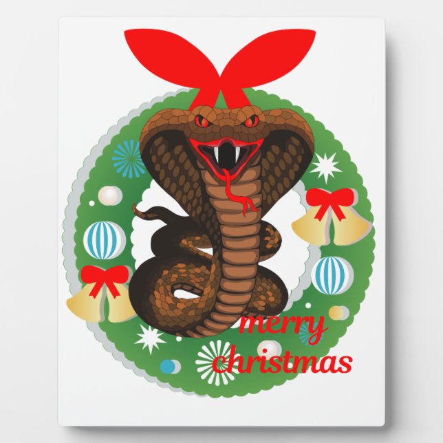 Frohe Weihnachtskobra-Schlange Fotoplatte (Vorderseite)