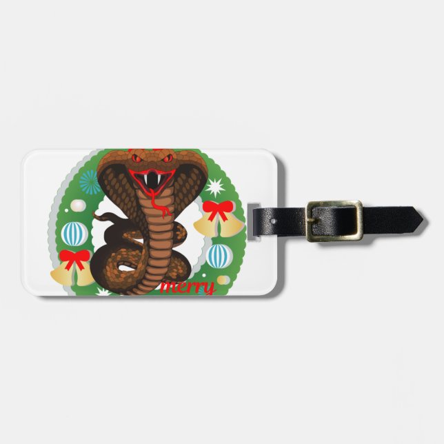 Frohe Weihnachtskobra-Schlange Gepäckanhänger (Vorderseite horizontal)