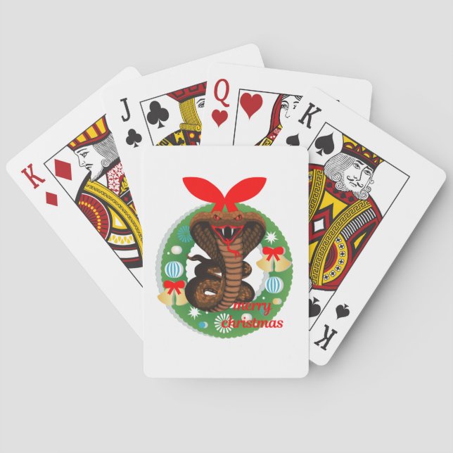 Frohe Weihnachtskobra-Schlange Spielkarten (Rückseite)
