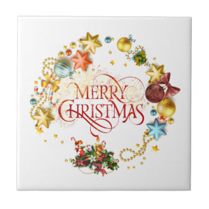 Frohe Weihnachtskranz Fliese
