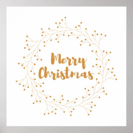 Frohe Weihnachtskranz - golden Poster