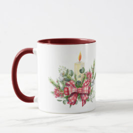 Frohe Weihnachtskranzkerze Freude für die Welt Tasse