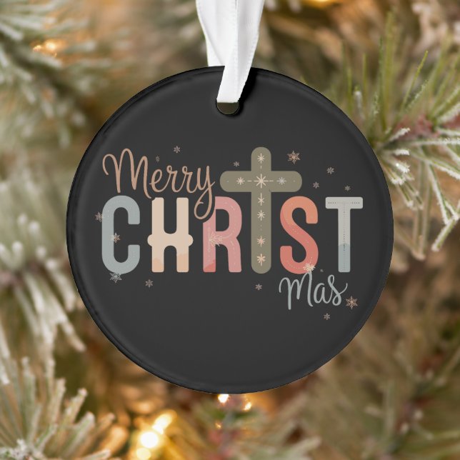 Frohe Weihnachtskreuz Religiöse Christliche Famili Ornament (Baum)