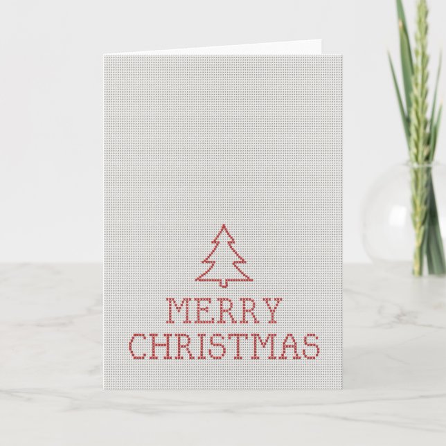 Frohe Weihnachtskreuzstickerei Feiertagskarte (Vorderseite)