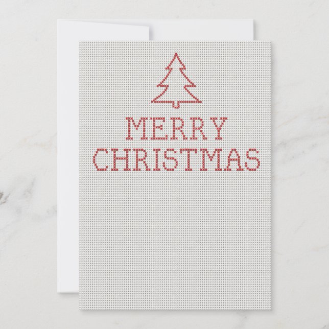 Frohe Weihnachtskreuzstickerei Feiertagskarte (Vorderseite)