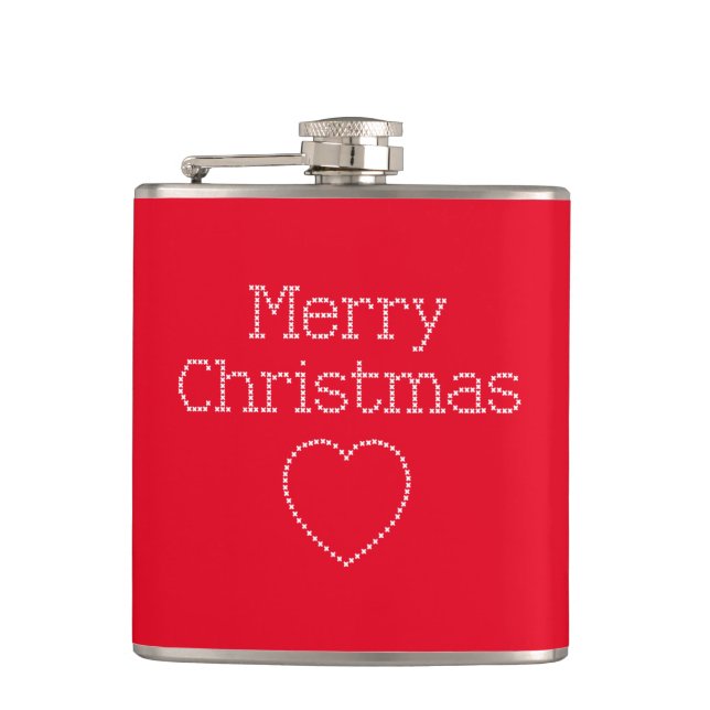 Frohe Weihnachtskreuzstickerei Flachmann (Vorderseite)