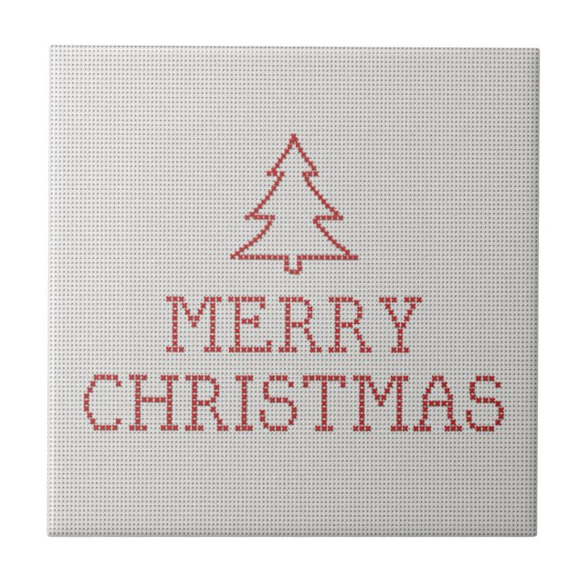 Frohe Weihnachtskreuzstickerei Fliese (Vorderseite)