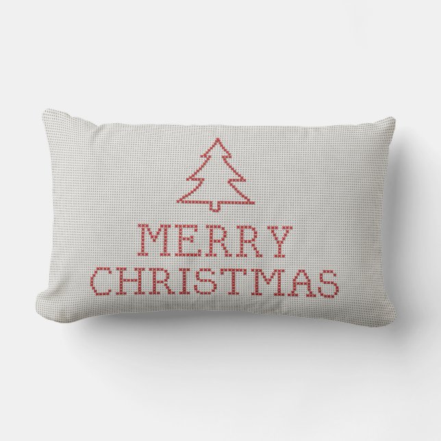 Frohe Weihnachtskreuzstickerei Lendenkissen (Vorderseite)
