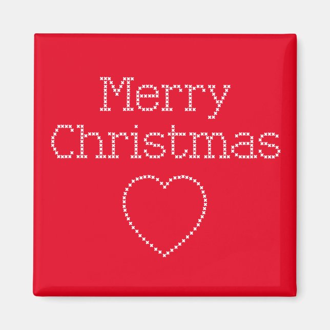 Frohe Weihnachtskreuzstickerei Magnet (Vorne)