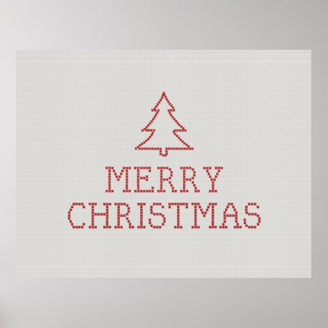 Frohe Weihnachtskreuzstickerei Poster (Vorne)