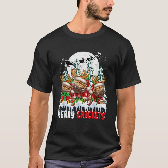 Frohe Weihnachtskrickets Drei Santa Barted Drago T-Shirt (Vorderseite)