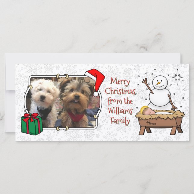 Frohe Weihnachtskrippe Baby Jesus Snowman (Vorderseite)