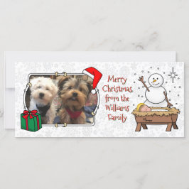 Frohe Weihnachtskrippe Baby Jesus Snowman