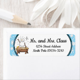 Frohe Weihnachtskrippe Baby Jesus Snowman