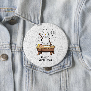 Frohe Weihnachtskrippe Baby Jesus Snowman Button