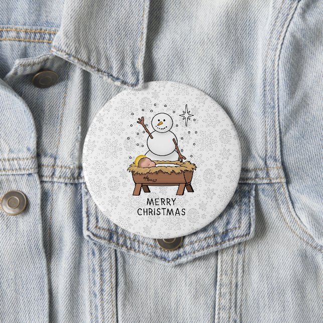 Frohe Weihnachtskrippe Baby Jesus Snowman Button (Beispiel)