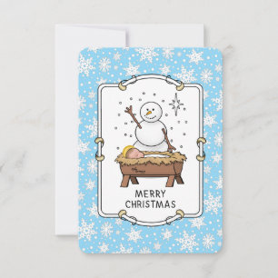 Frohe Weihnachtskrippe Baby Jesus Snowman Dankeskarte