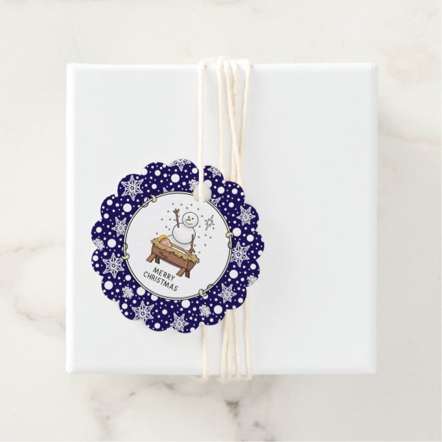 Frohe Weihnachtskrippe Baby Jesus Snowman Geschenkanhänger (Beispiel)