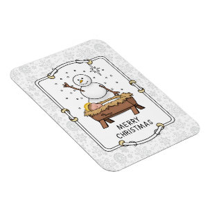 Frohe Weihnachtskrippe Baby Jesus Snowman Magnet
