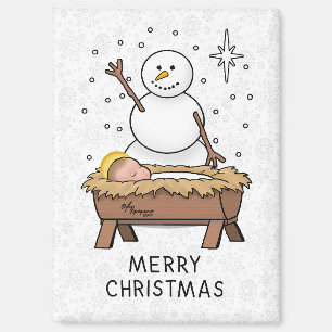 Frohe Weihnachtskrippe Baby Jesus Snowman Magnet