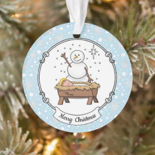 Frohe Weihnachtskrippe Baby Jesus Snowman Ornament