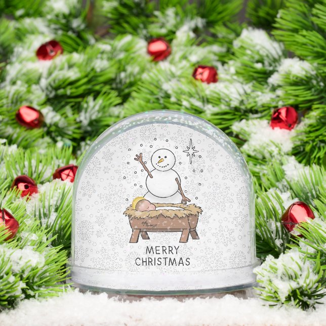 Frohe Weihnachtskrippe Baby Jesus Snowman Schneekugeln (Weihnachten)