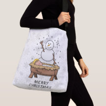 Frohe Weihnachtskrippe Baby Jesus Snowman