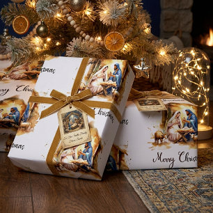Frohe Weihnachtskrippe Geschenkpapier