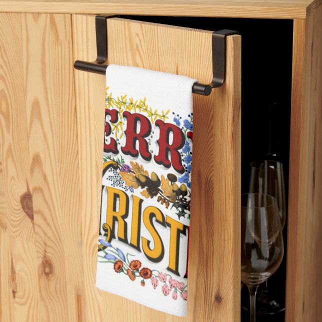 Frohe Weihnachtsküche Handtuch (Drittel gefaltet)