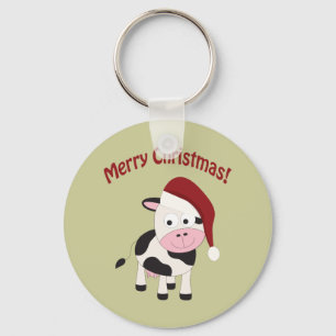 Frohe Weihnachtskuh Schlüsselanhänger