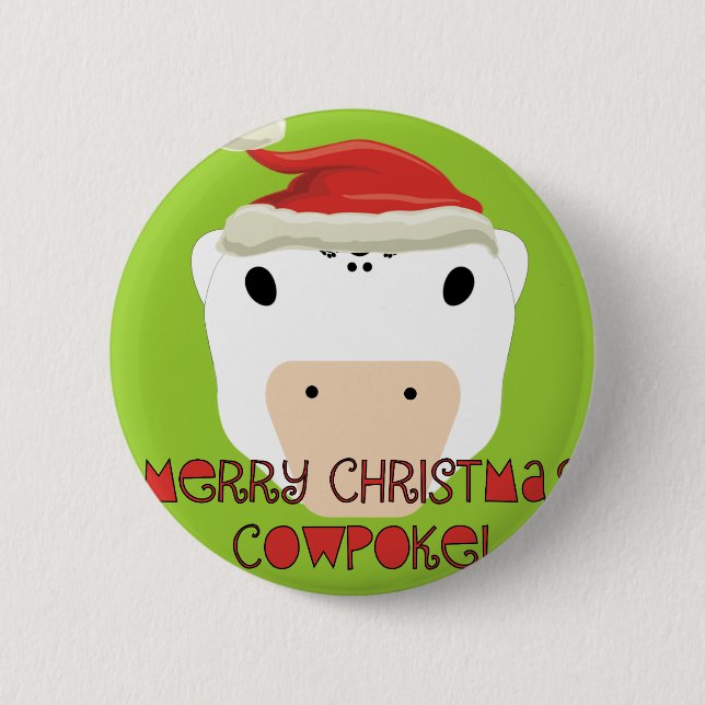 Frohe WeihnachtskuhPoke Button (Vorderseite)