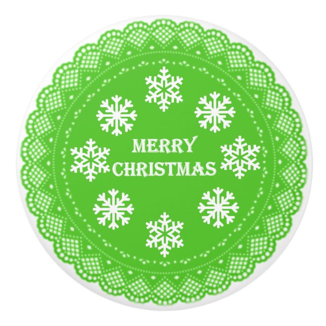 Frohe Weihnachtslace Keramikknauf (Vorderseite)