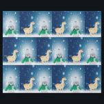 Frohe Weihnachtslama und Schneemann Geschenkpapier<br><div class="desc">Eine Winterlandschaft mit Schnee,  ein niedlicher Schneemann und ein Lama.</div>