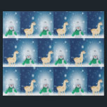 Frohe Weihnachtslama und Schneemann Geschenkpapier<br><div class="desc">Eine Winterlandschaft mit Schnee,  ein niedlicher Schneemann und ein Lama.</div>