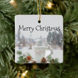 Frohe Weihnachtslandschaft Geschenk Keramik Orname Keramikornament
