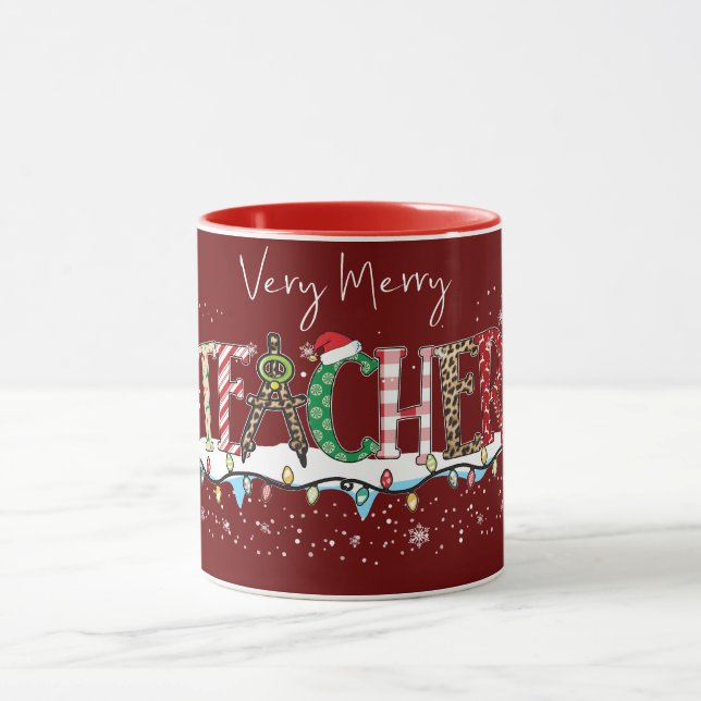 Frohe Weihnachtslehrerin Tasse (Zentrum)