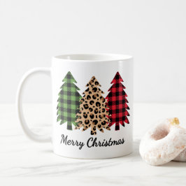Frohe Weihnachtsleopard und Karierte Bäume Kaffeetasse