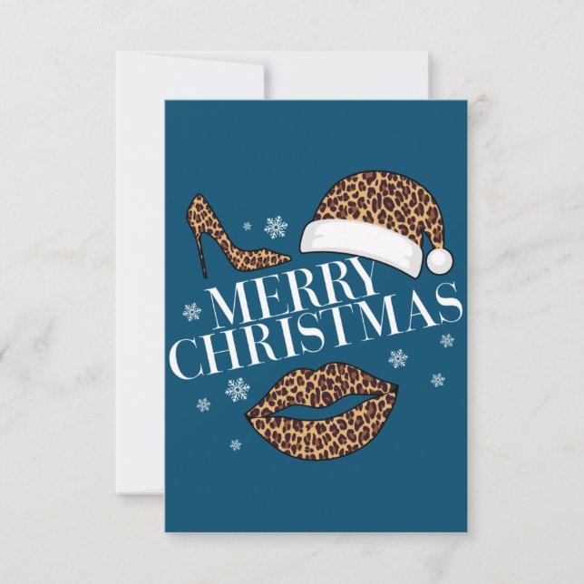 Frohe Weihnachtsleoparden drucken Frauen Dankeskarte (Vorderseite)
