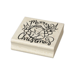 Frohe Weihnachtslephant Niedliche Weihnachtsmannmü Gummistempel