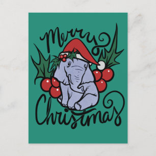 Frohe Weihnachtslephant Niedliche Weihnachtsmannmü Postkarte