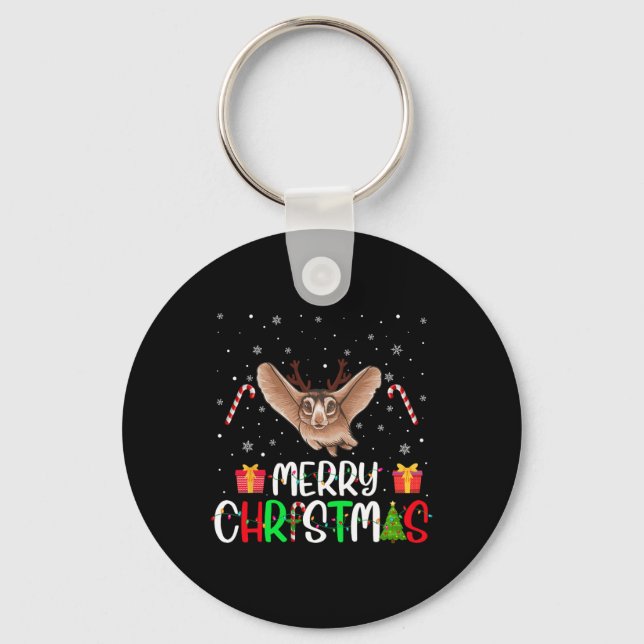 Frohe Weihnachtsleuchten Sugar Glider Reindeer Hat Schlüsselanhänger (Vorderseite)