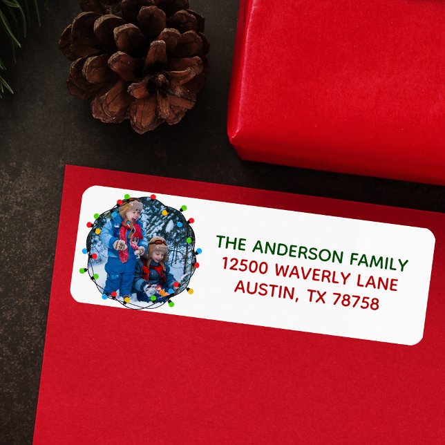 Frohe Weihnachtslicht Foto Niedliche Rücksendeadre (Von Creator hochgeladen)